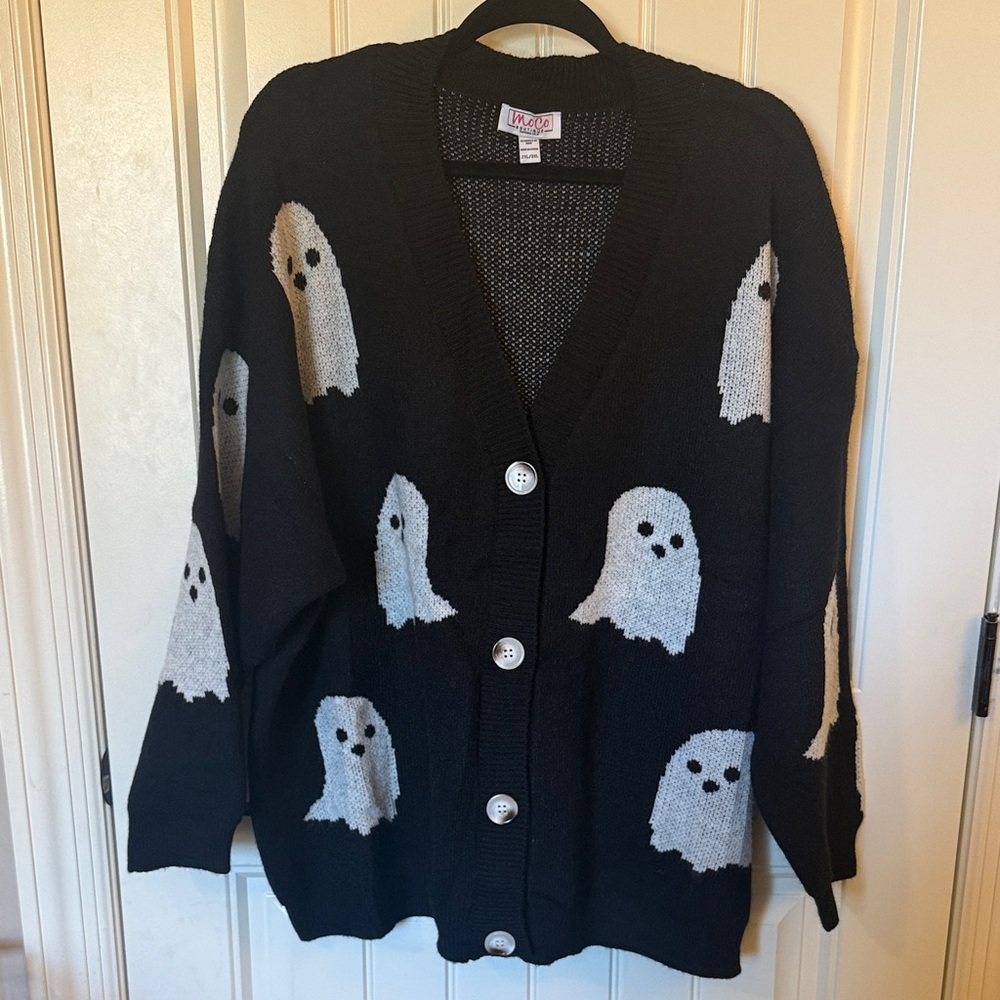 Chic Black Ghost Pattern Cardigan